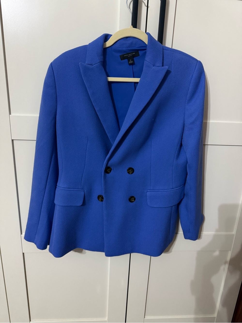 Ann Taylor Double-Breasted Blazer in Bright Blue